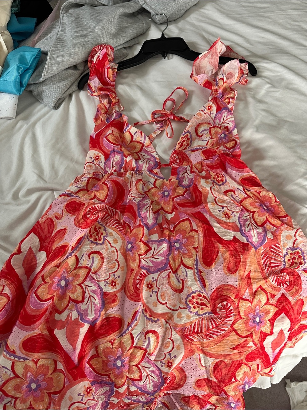 Bloomingdale's Red Multi Floral Dress